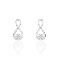 Histoire d'Or Boucles D'oreilles Puces Shaeen Or Blanc Diamant