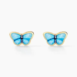 Histoire d'Or Boucles D'oreilles Puces Sulivia Papillon Or Jaune or jaune smalto bleu Best