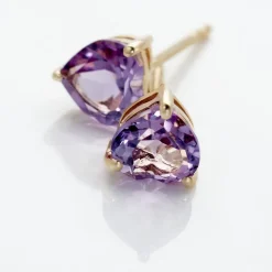 Histoire d'Or Boucles D'oreilles Puces Salona Or Jaune Amethyste Violet Hot