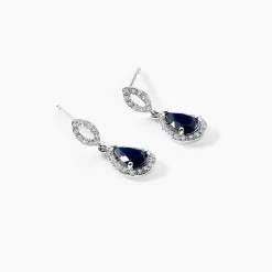 Histoire d'Or Boucles D'oreilles Puces Sissi Et Diamant or blanc saphir Sale