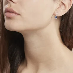 Histoire d'Or Boucles D'oreilles Puces Sissi Et Diamant or blanc saphir Sale