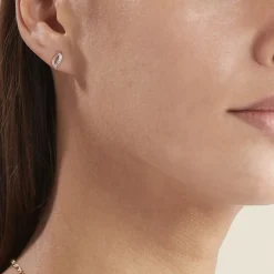 Histoire d'Or Boucles D'oreilles Puces Smeralda or rose diamant Sale