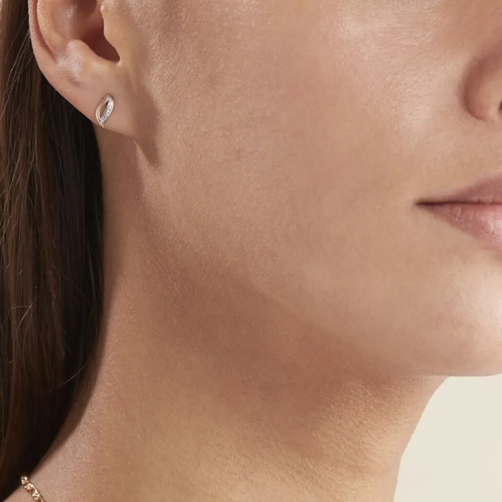 Histoire d'Or Boucles D'oreilles Puces Smeralda or rose diamant Sale