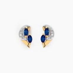 Histoire d'Or Boucles D'oreilles Puces Sakina Et Diamant Et Divers or jaune saphir
