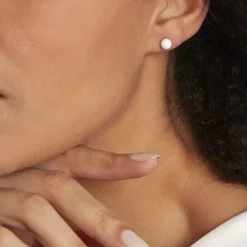 Histoire d'Or Boucles D'oreilles Puces Solene Argent Blanc Céramique Clearance