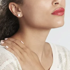 Histoire d'Or Boucles D'oreilles Puces Solene Argent Blanc Céramique argent blanc céramique blanche Clearance