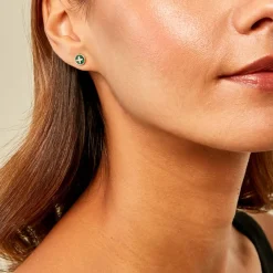 Histoire d'Or Boucles D'Oreilles Puces Talisman Or Jaune Malachite Diamant New