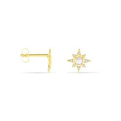 Histoire d'Or Boucles D'oreilles Puces Terry Or Jaune Calcedoine Et Oxyde