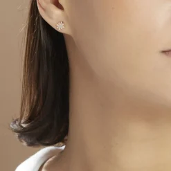 Histoire d'Or Boucles D'oreilles Puces Terry Or Jaune Calcedoine Et Oxyde