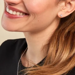 Histoire d'Or Boucles D'oreilles Puces Thylane Argent Blanc Oxyde De Zirconium New