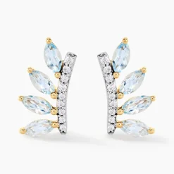 Histoire d'Or Boucles D'oreilles Puces Tiara Or Jaune Topaze Oxyde De Zirconium or jaune topaze bleu sky New