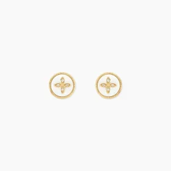 Histoire d'Or Boucles D'oreilles Puces Talisman Or Jaune Nacre Diamant or jaune nacre blanche Hot