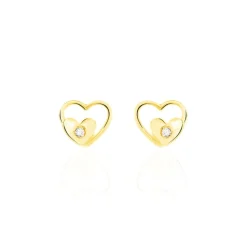 Histoire d'Or Boucles D'oreilles Puces Terentille Coeur Or Jaune Oxyde De Zirconium Clearance