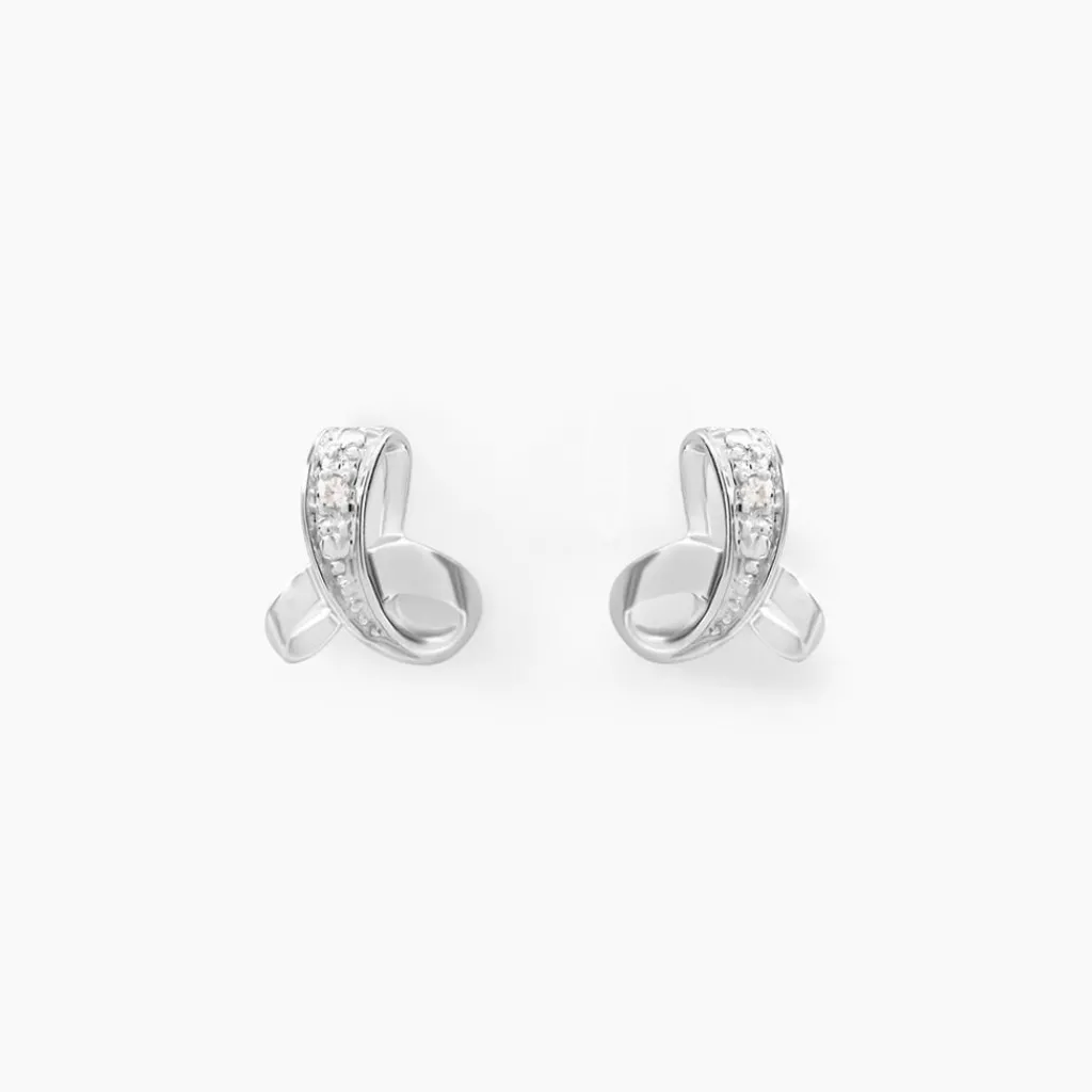 Histoire d'Or Boucles D'oreilles Puces Volute or blanc diamant Online