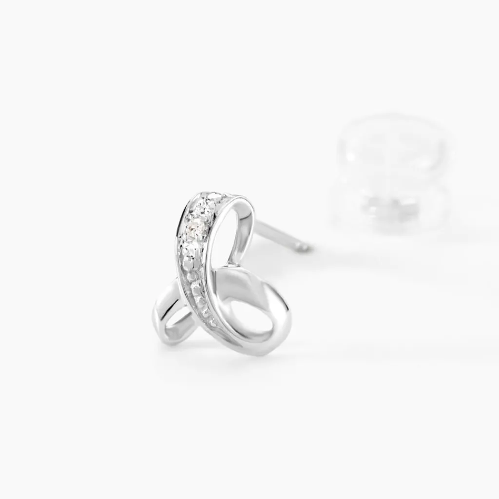 Histoire d'Or Boucles D'oreilles Puces Volute or blanc diamant Online