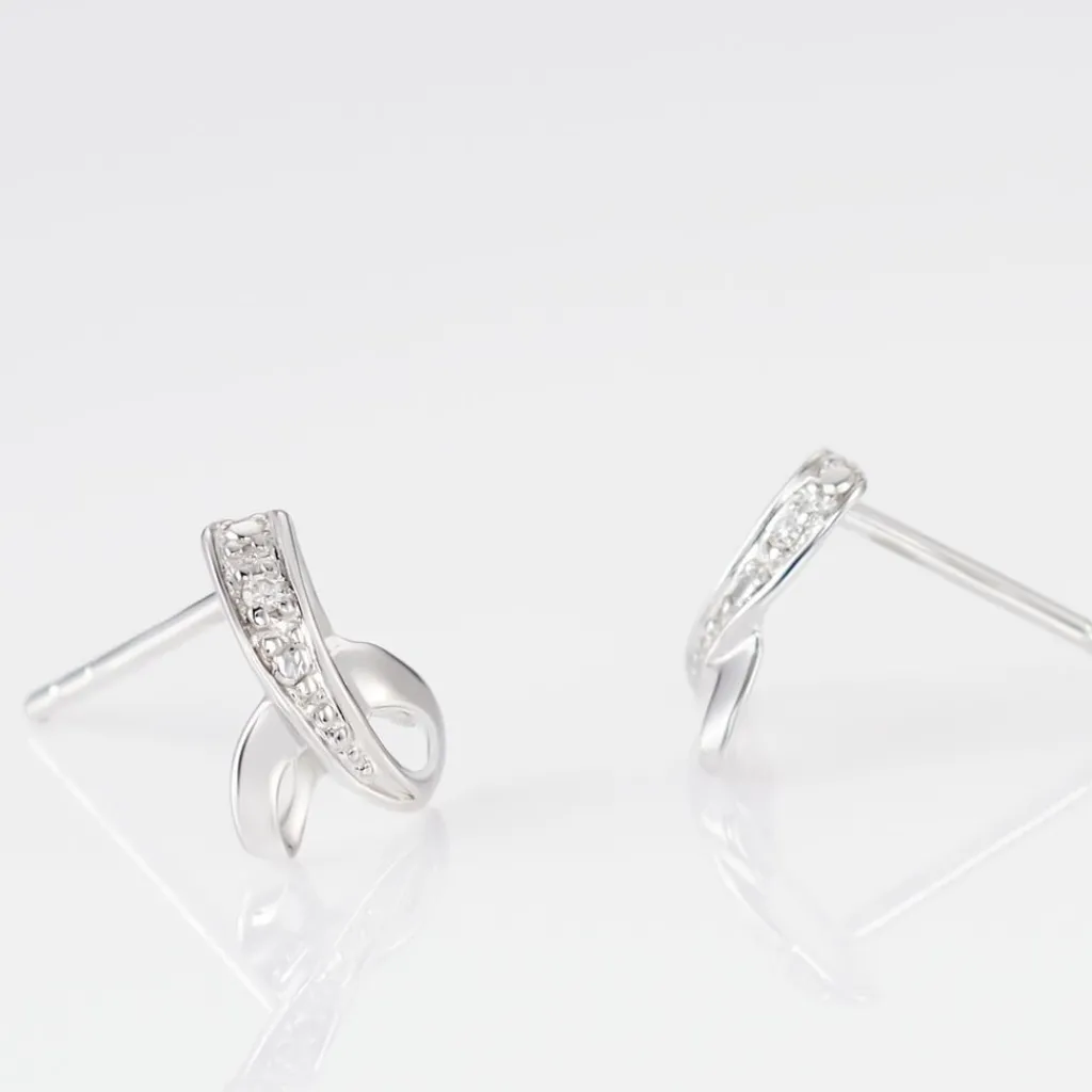 Histoire d'Or Boucles D'oreilles Puces Volute or blanc diamant Online