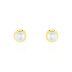 Histoire d'Or Boucles D'oreilles Puces Valliamee Diamante Or Jaune Perle De Culture New