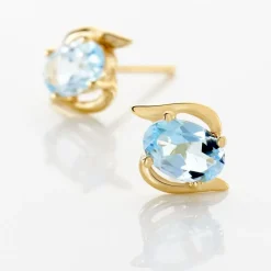 Histoire d'Or Boucles D'oreilles Puces Vrille Ovale Or Jaune Topaze or jaune topaze bleue Discount