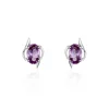 Histoire d'Or Boucles D'oreilles Puces Vrille Ovale Or Blanc Amethyste