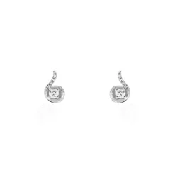 Histoire d'Or Boucles D'oreilles Puces Vrille Accompagnee Or Blanc Diamant Best