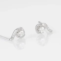 Histoire d'Or Boucles D'oreilles Puces Vrille Accompagnee Or Blanc Diamant Best