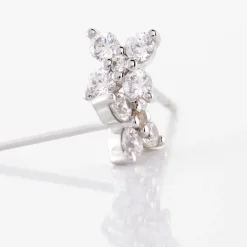 Histoire d'Or Boucles D'oreilles Puces Winter Flower Or Blanc Oxyde De Zirconium Sale