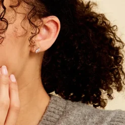 Histoire d'Or Boucles D'oreilles Puces Winter Sweetness Argent Blanc Oxyde Outlet