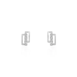 Histoire d'Or Boucles D'oreilles Puces Youssa Barrettes Or Blanc Oxyde De Zirconium
