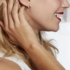 Histoire d'Or Boucles D'oreilles Sagesse Or Blanc Topaze Oxyde or blanc topaze bleue Hot