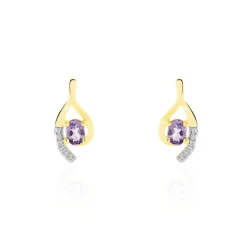Histoire d'Or Boucles D'oreilles Sagesse Or Jaune Amethyste Oxyde or jaune amethyste violette Clearance