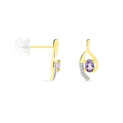 Histoire d'Or Boucles D'oreilles Sagesse Or Jaune Amethyste Oxyde or jaune amethyste violette Clearance