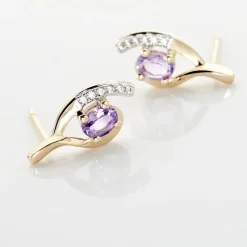 Histoire d'Or Boucles D'oreilles Sagesse Or Jaune Amethyste Oxyde or jaune amethyste violette Clearance