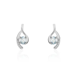 Histoire d'Or Boucles D'oreilles Sagesse Or Blanc Topaze Oxyde or blanc topaze bleue Sale