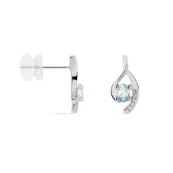 Histoire d'Or Boucles D'oreilles Sagesse Or Blanc Topaze Oxyde or blanc topaze bleue Sale