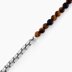 Histoire d'Or Bracelet Acier Blanc Christiano 艙il De Tigre Onyx Outlet