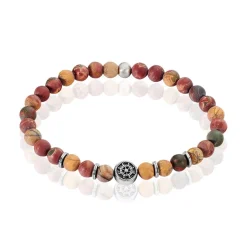 Histoire d'Or Bracelet Acier Huguesi Boules Oeil De Tigre Hot