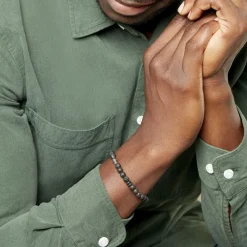 Histoire d'Or Bracelet Acier Hugueso Agates Noires Sale