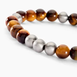 Histoire d'Or Bracelet Adonis Acier Blanc Oeil De Tigre acier blanc oeil de tigre rouge Online