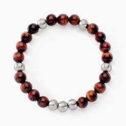 Histoire d'Or Bracelet Adonis Acier Blanc Oeil De Tigre acier blanc oeil de tigre marron Best