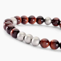 Histoire d'Or Bracelet Adonis Acier Blanc Oeil De Tigre acier blanc oeil de tigre marron Best