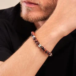 Histoire d'Or Bracelet Adonis Acier Blanc Oeil De Tigre acier blanc oeil de tigre marron Best