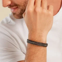 Histoire d'Or Bracelet Alassio Acier Blanc Oeil De Tigre acier blanc oeil de tigre noir Outlet