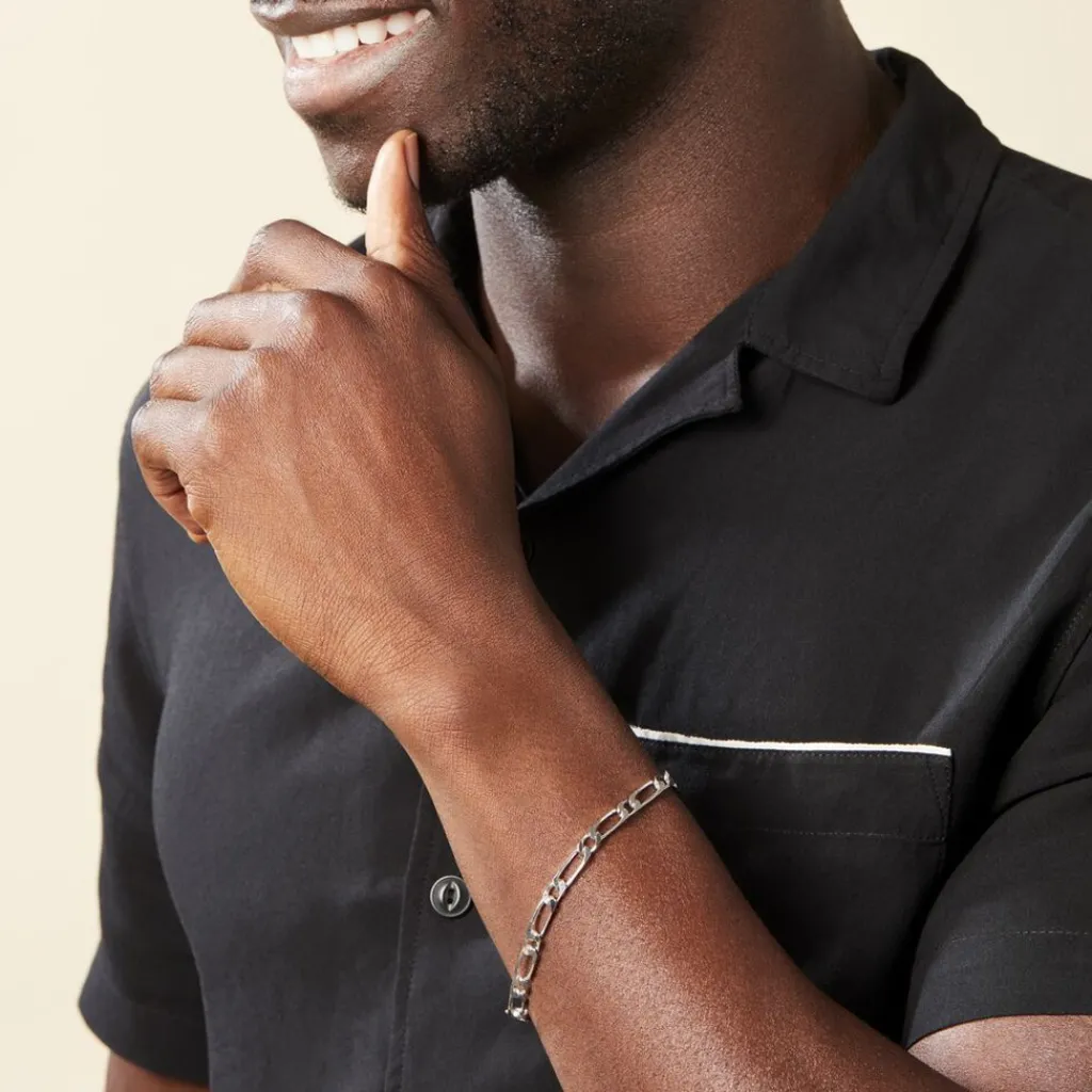 Histoire d'Or Bracelet Anilo Maille Alternee 1/1 Argent Blanc Outlet