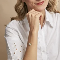 Histoire d'Or Bracelet Areli Plaque Or Doré Nacre Oxyde De Zirconium New