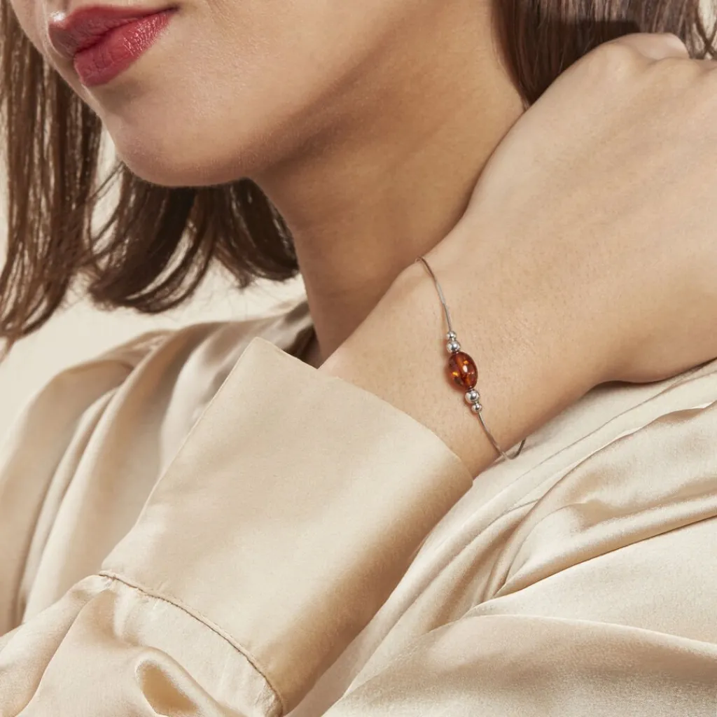 Histoire d'Or Bracelet Argent Blanc Safaa Ambre New