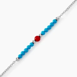 Histoire d'Or Bracelet Behati Argent Blanc Corail Turquoise Outlet