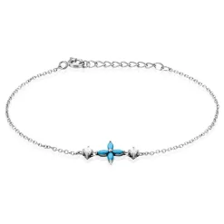 Histoire d'Or Bracelet Bluebirds Argent Blanc Turquoise Oxyde De Zirconium Best