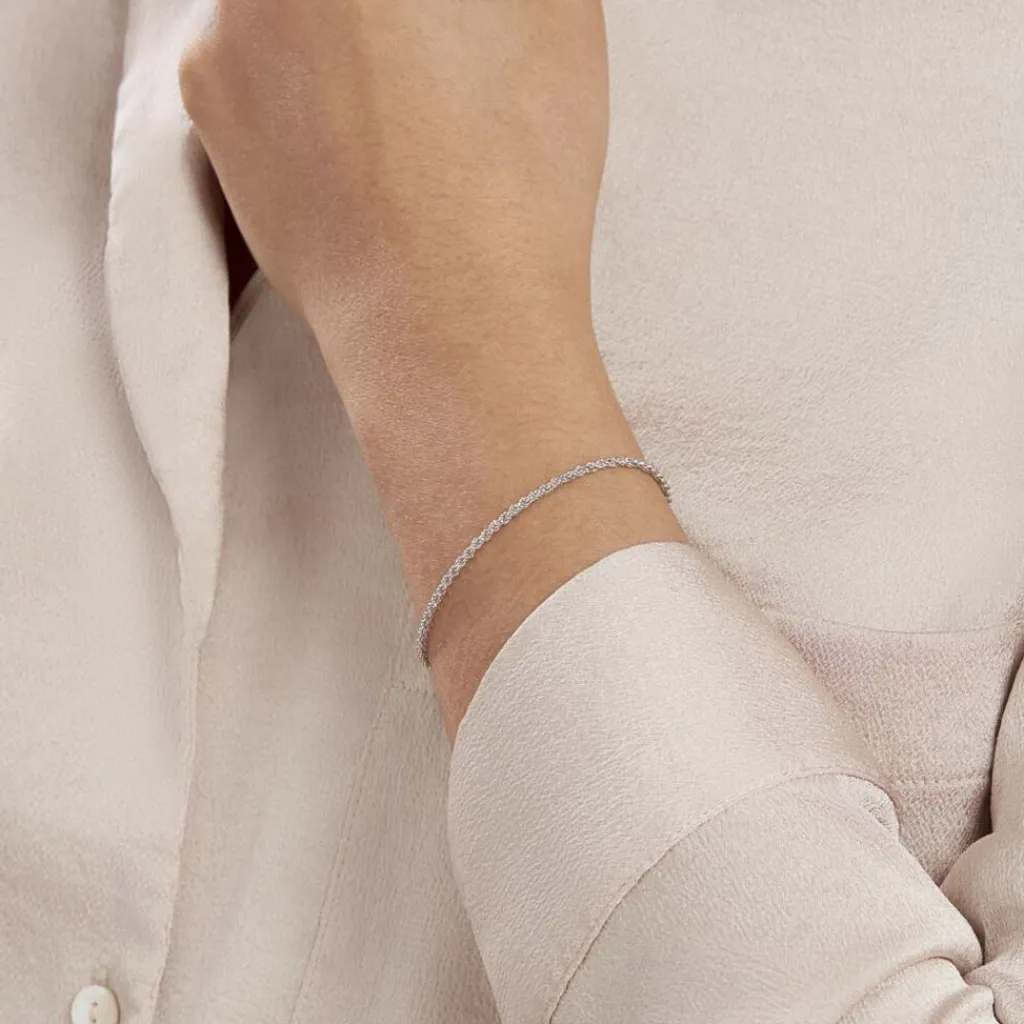 Histoire d'Or Bracelet Cacilda Maille Corde Argent Blanc New