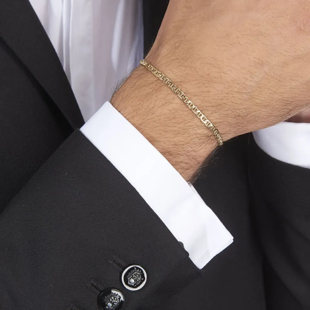 Histoire d'Or Bracelet Capucin Maille Marine Plate or jaune