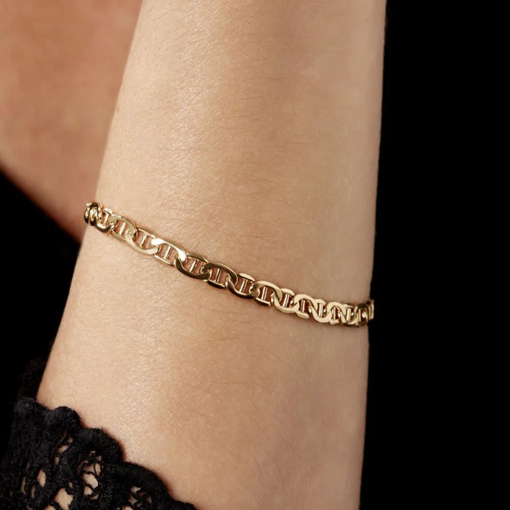 Histoire d'Or Bracelet Capucin Or Jaune Maille Marine Plate Hot